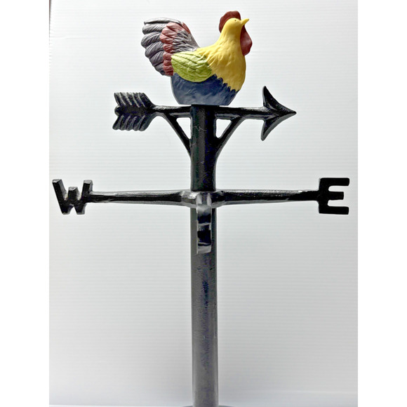 Vintage Susan Winget Cast Iron Rooster Weathervane Tabletop Farmhouse Chic - Picture 3 of 13